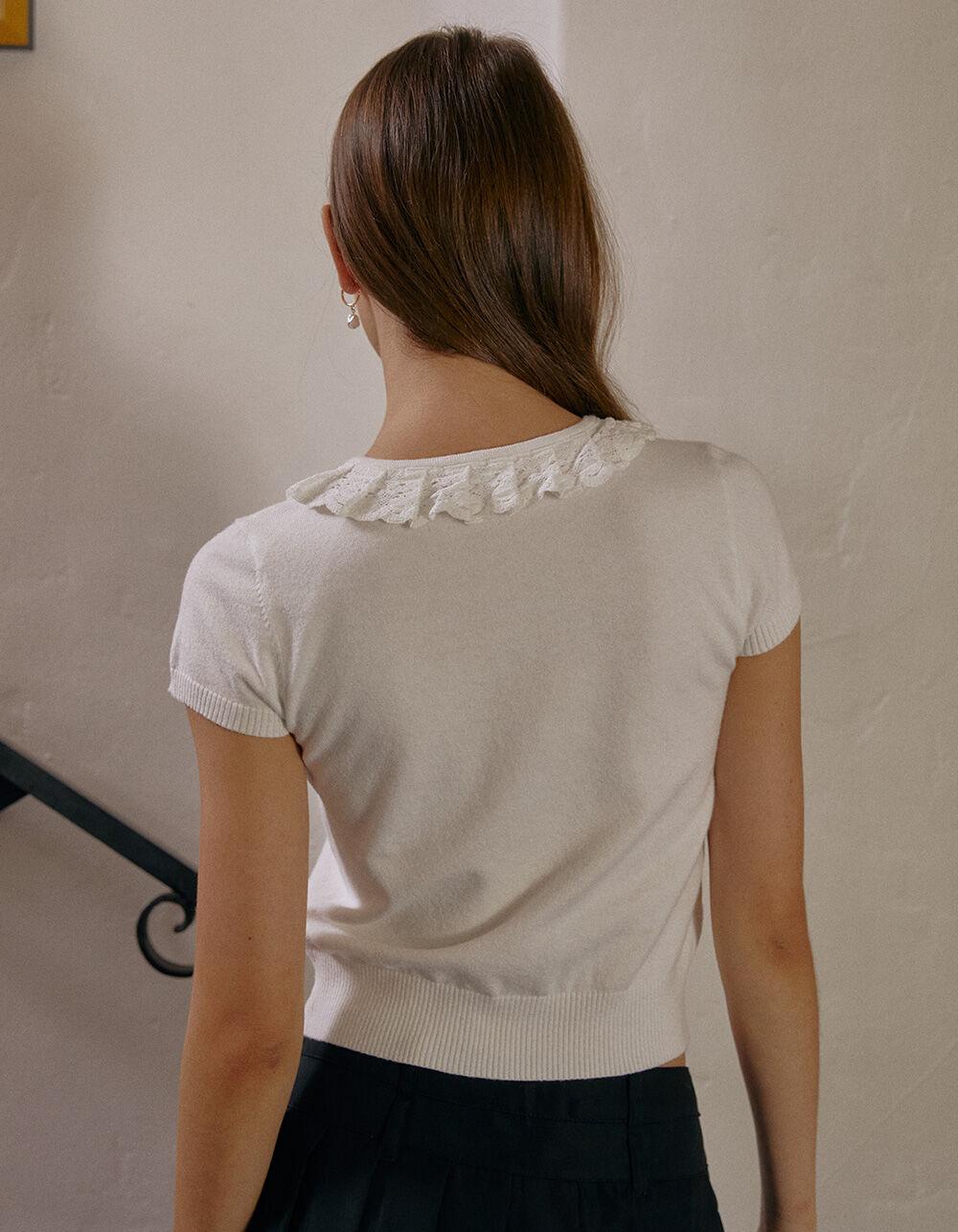 WEST OF MELROSE Collared Womens Cardigan - CREAM Product Image