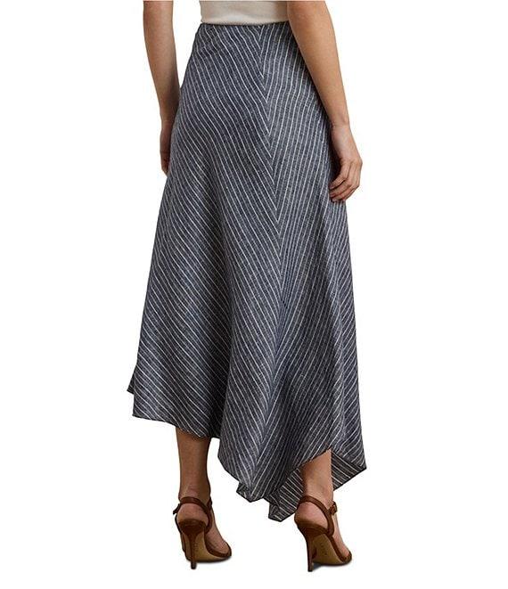 Lauren Ralph Lauren Linen Striped A-Line Midi Skirt Product Image