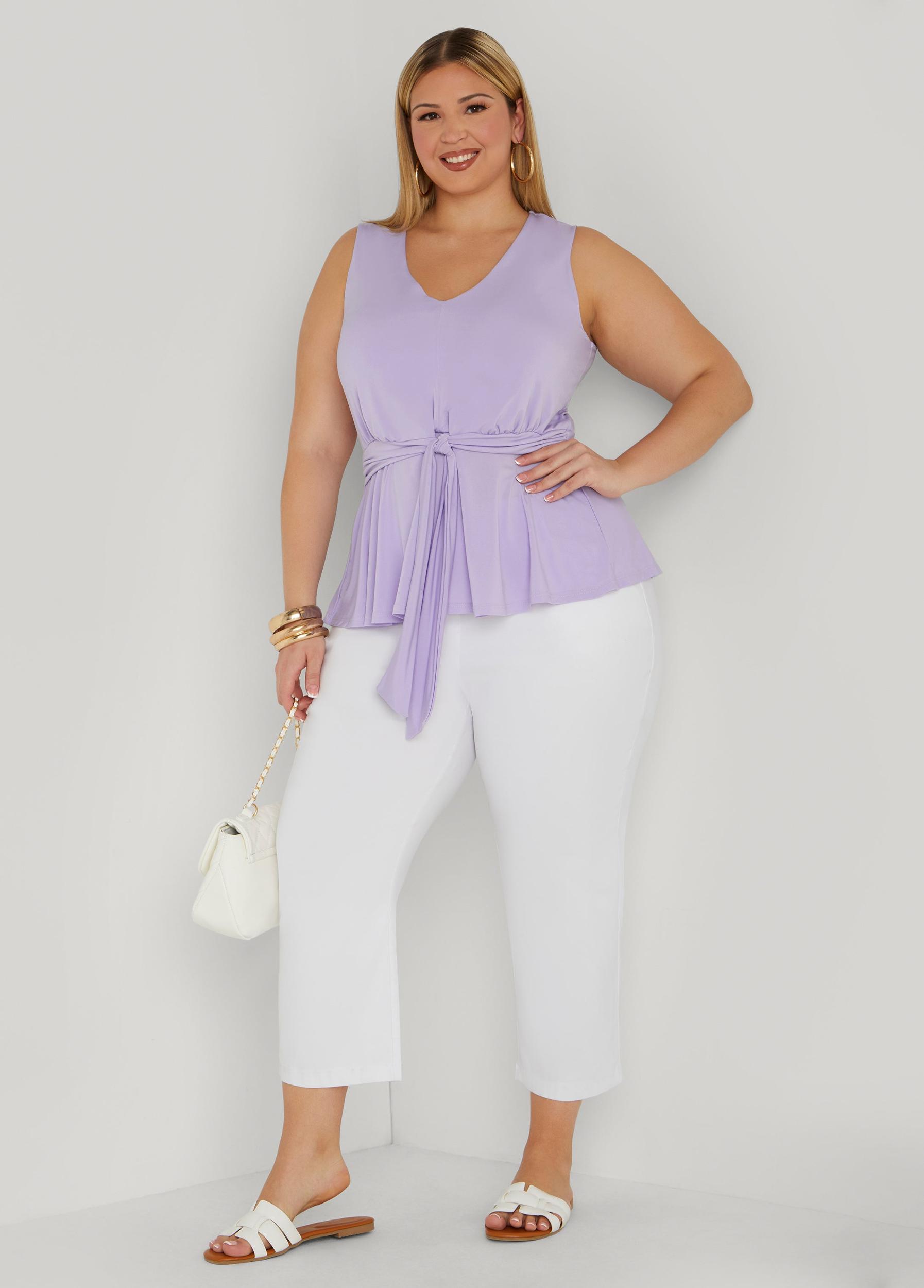 Plus Size Tie Front Peplum Top Ashley Stewart Product Image