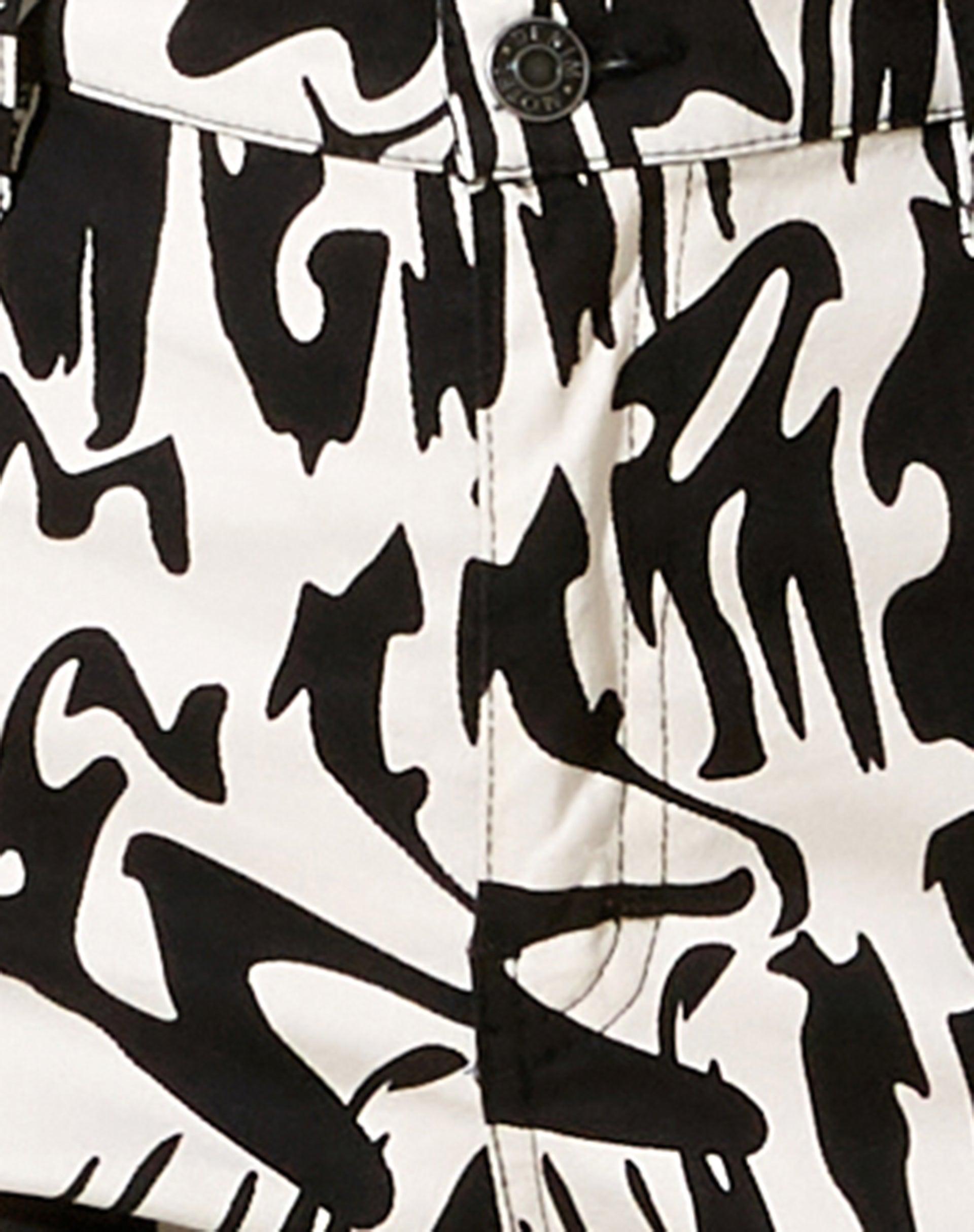 Zoven Flare Trouser in Wrapped Gothic Large Black and White Product Image