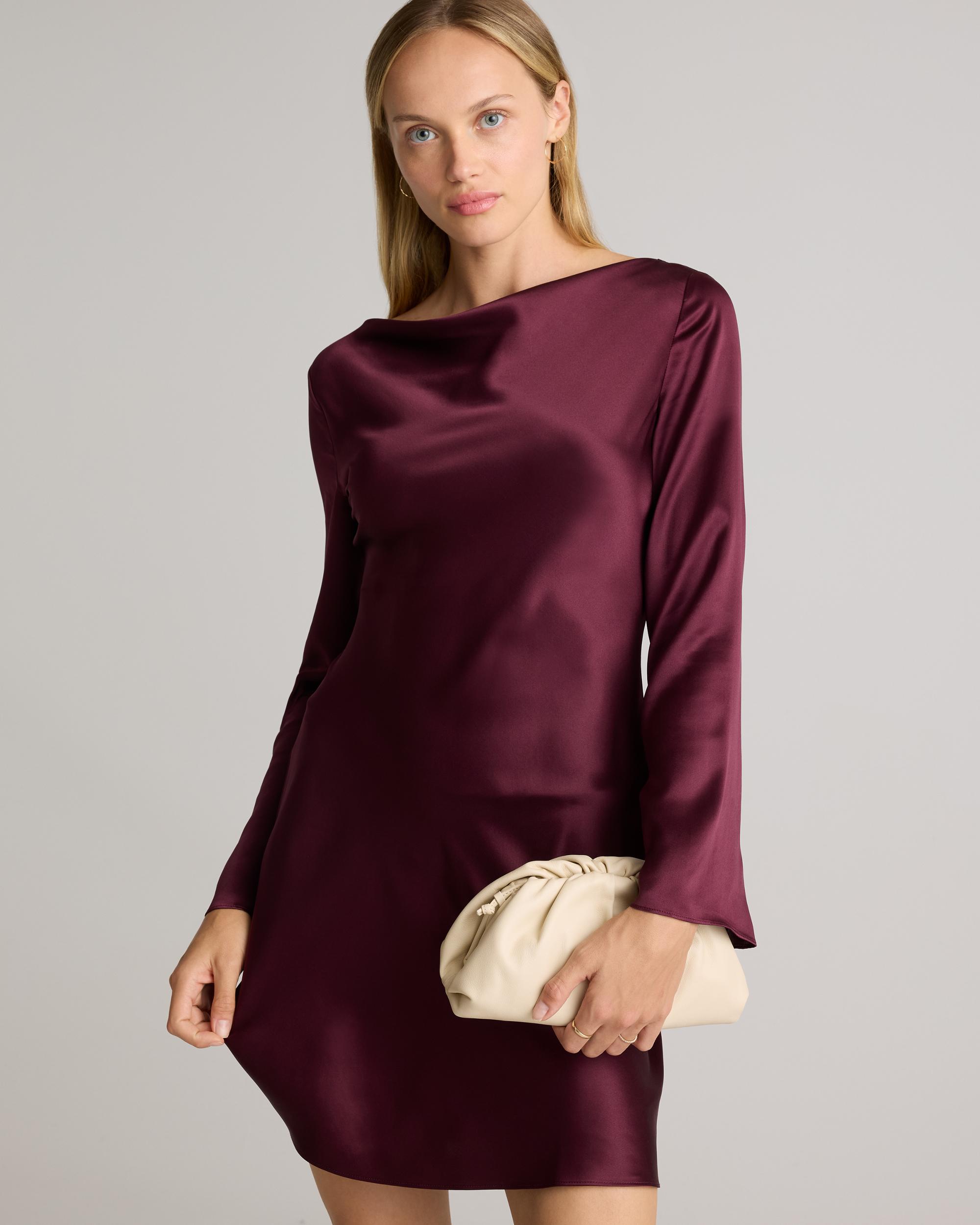Quince | Women's Long Sleeve Mini Dress Silk Product Image