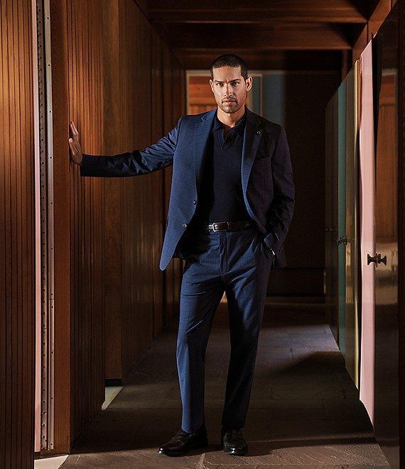 Hart Schaffner Marx New York Modern Fit Flat Front Plaid Patten 2-Piece Suit Product Image