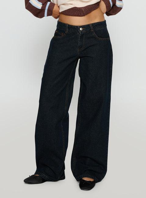 Korinne Low Rise Baggy Jeans Indigo Product Image