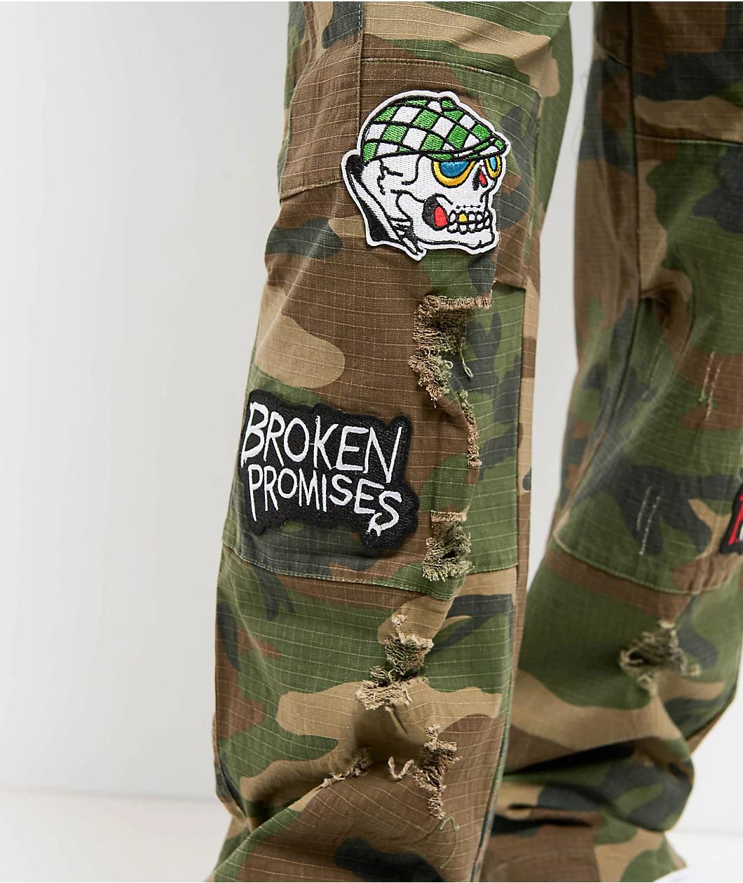 Ed Hardy x Broken Promises Chaos Camo Baggy Fit Cargo Pants Product Image