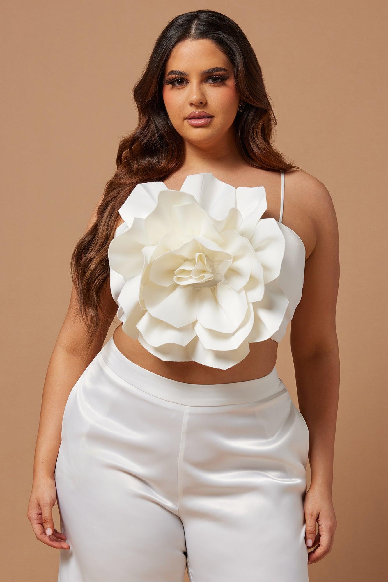 Rosalia Flower Pant Set - White Product Image