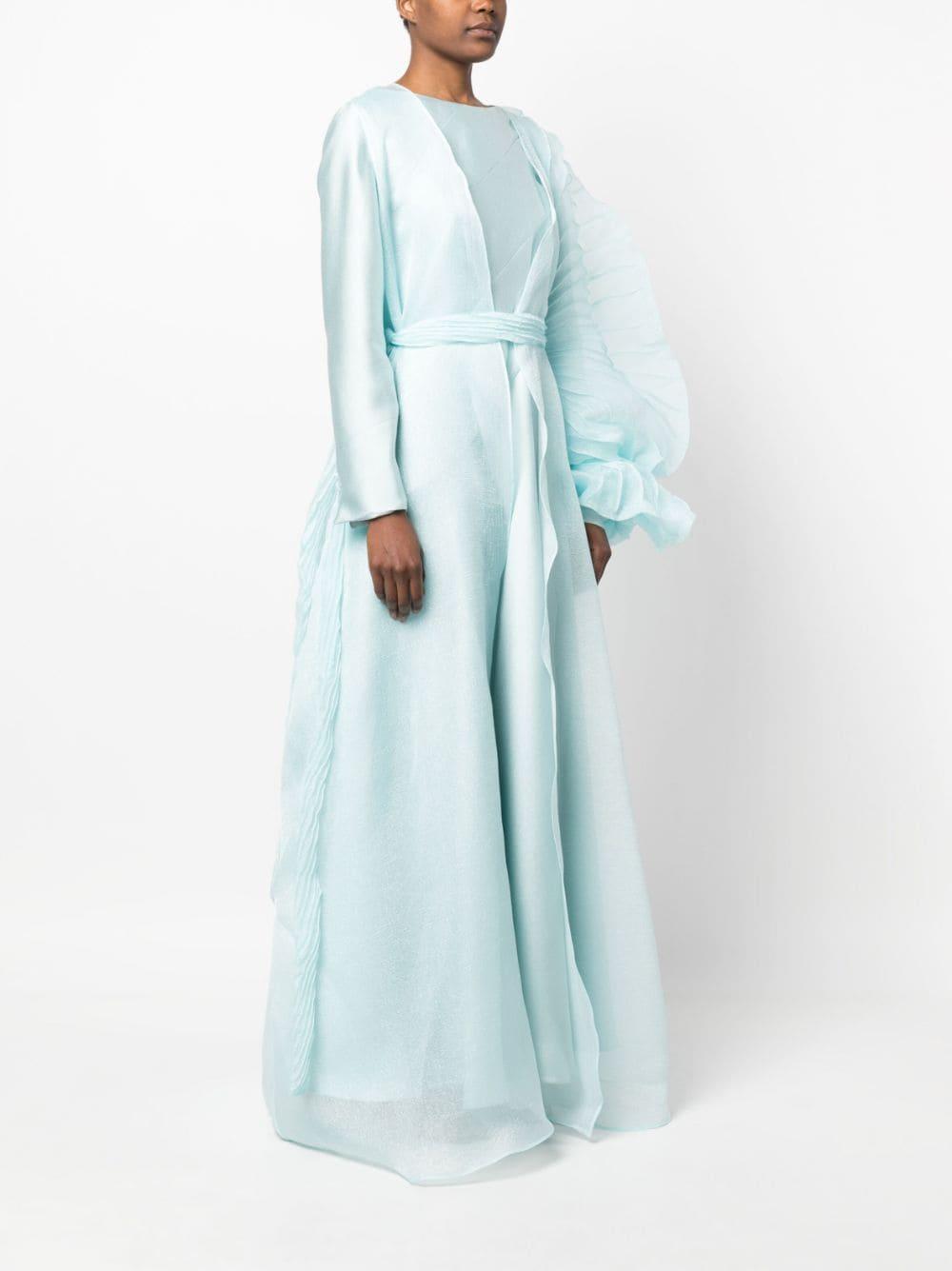 puff-sleeve pleated gown Product Image