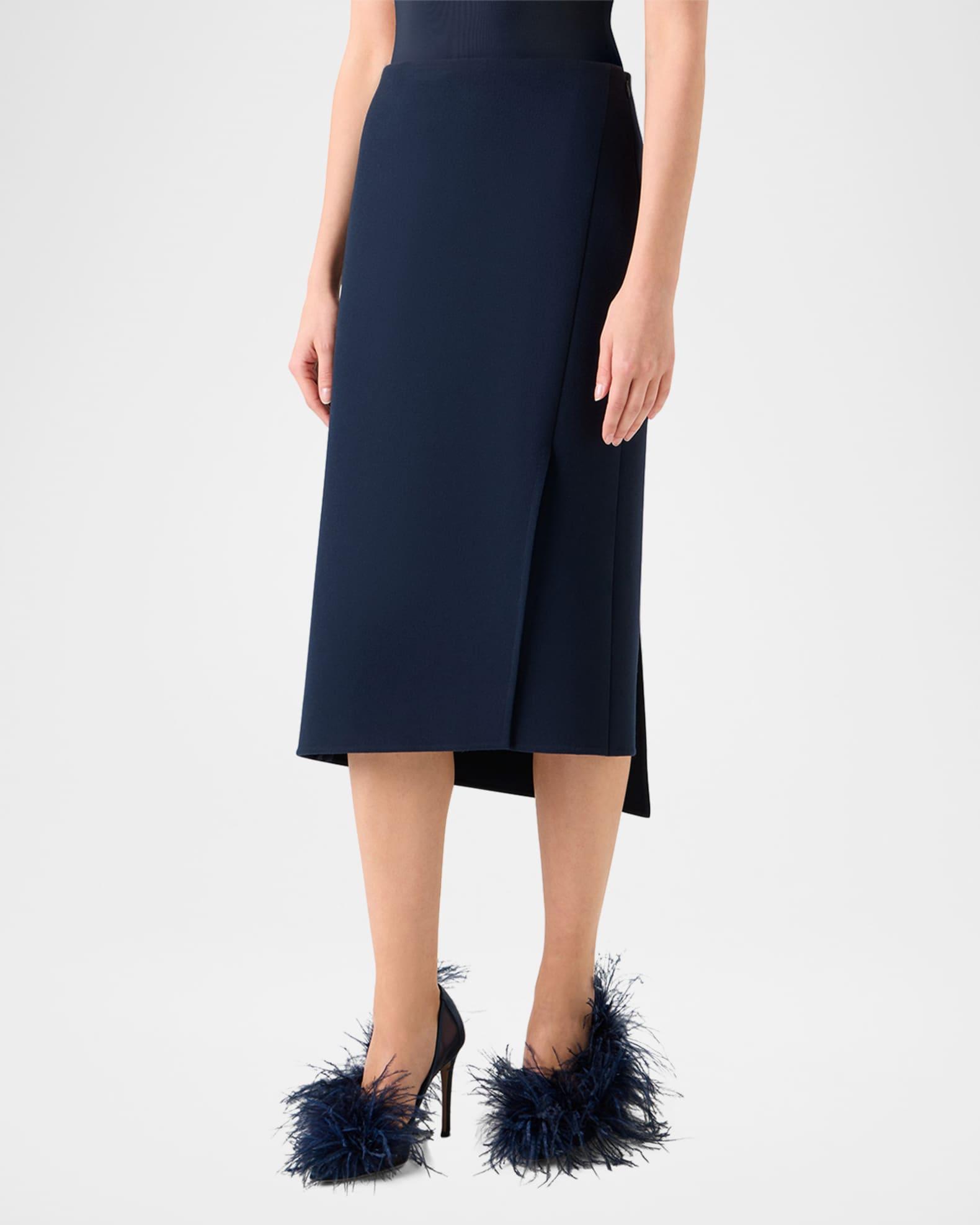 Asymmetric Trapezoid Wool Flannel Double-Face Midi Skirt Product Image