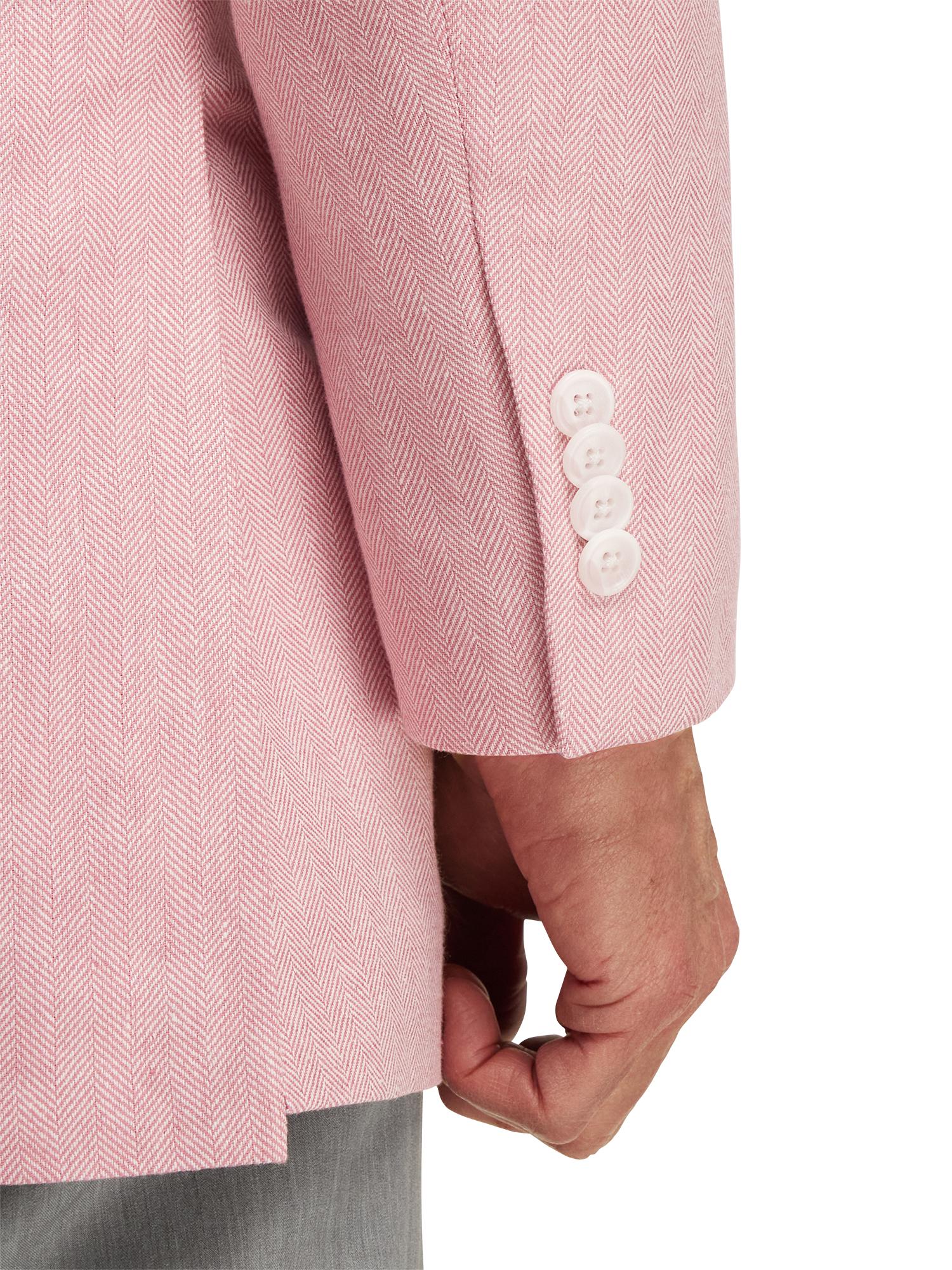 Linen Blend Herringbone Notch Lapel Sport Coat - Watermelon Product Image