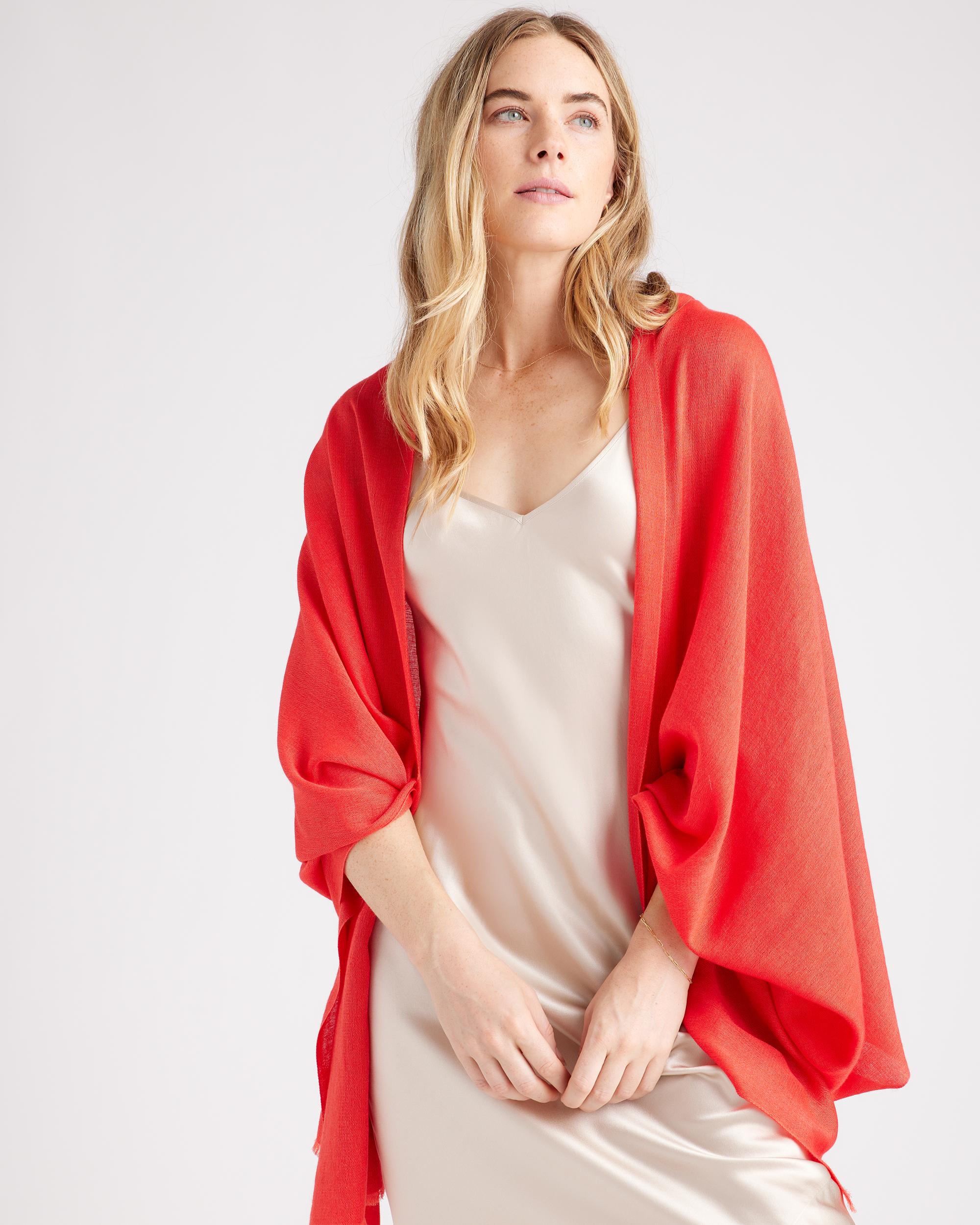 Quince | Women's Featherweight Cashmere Silk Frayed Edge Scarf Product Image