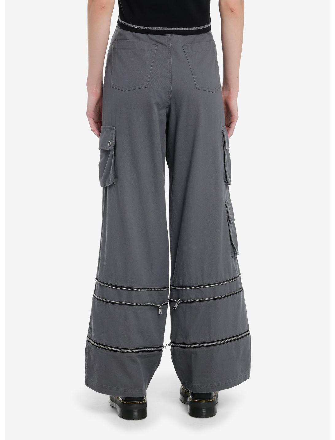 Grey Wide Leg Zip-Off Cargo Pants Product Image