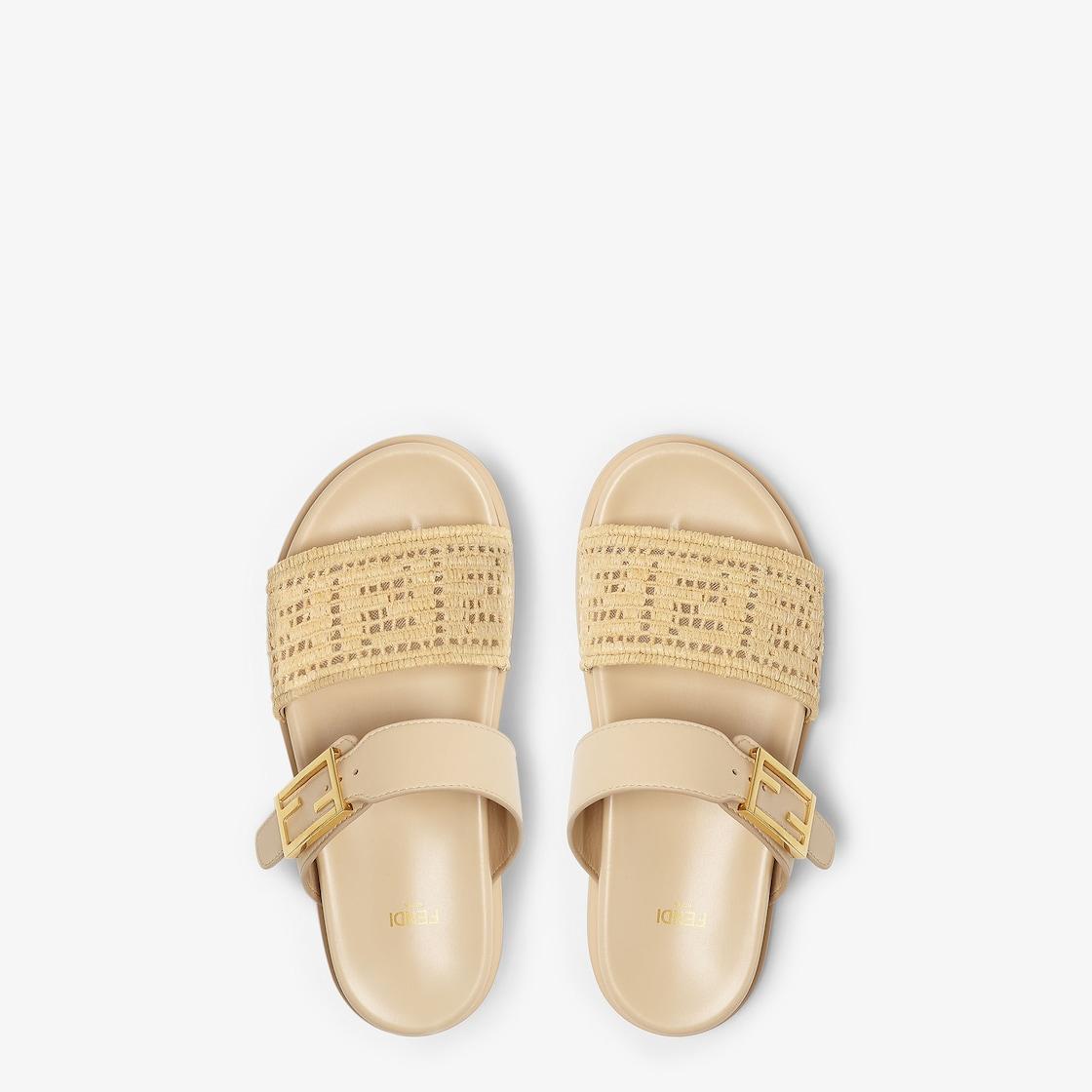 Fendi FeelMesh slides with raffia FF embroidery Product Image