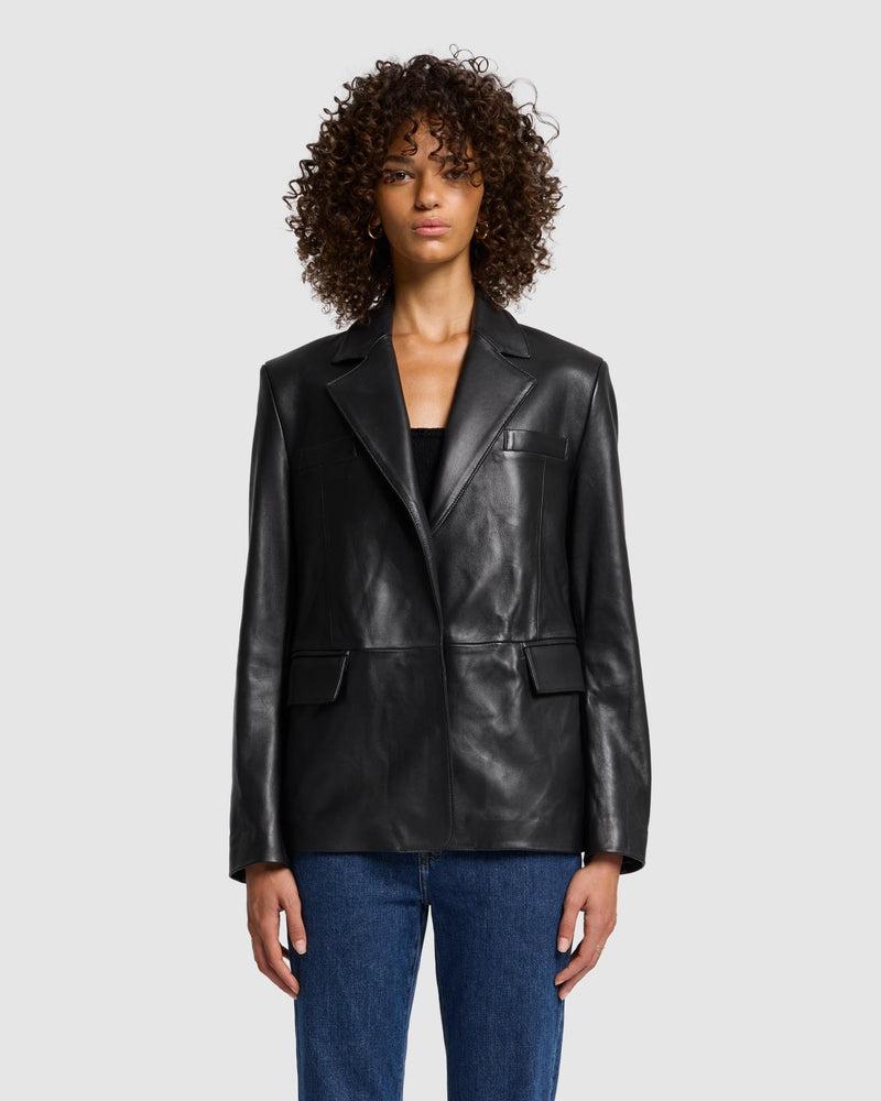Italian Leather Blazer Product Image