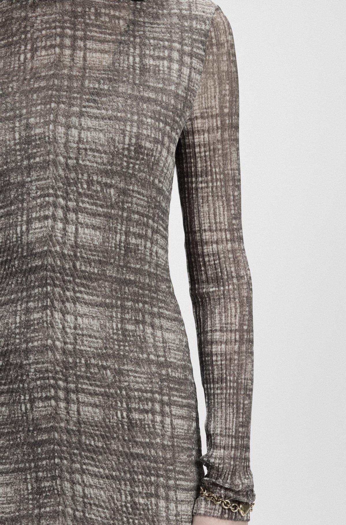 BOSS - Plissé-tulle dress with modal lining - Patterned Product Image