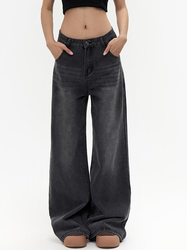 Retro Washed Distressed Boyfriend Jeans Product Image