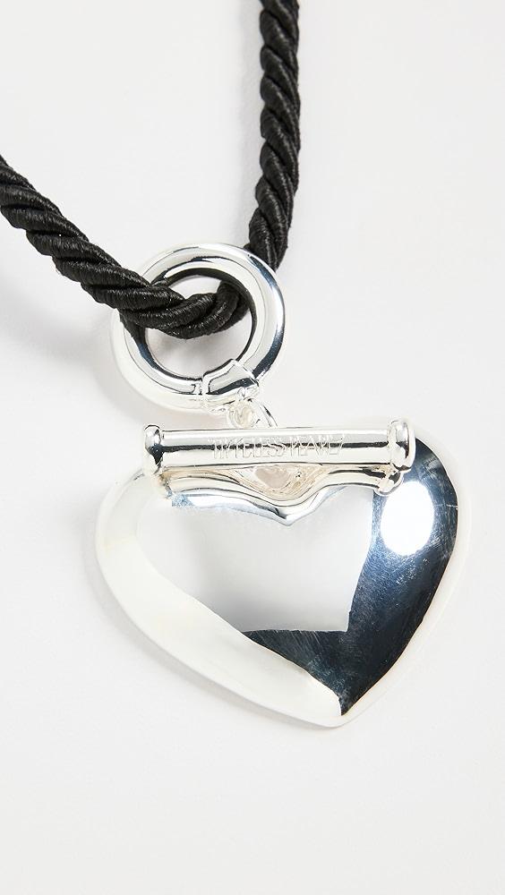 Timeless Pearly Black Cord Necklace with Silver Heart | Shopbop Product Image