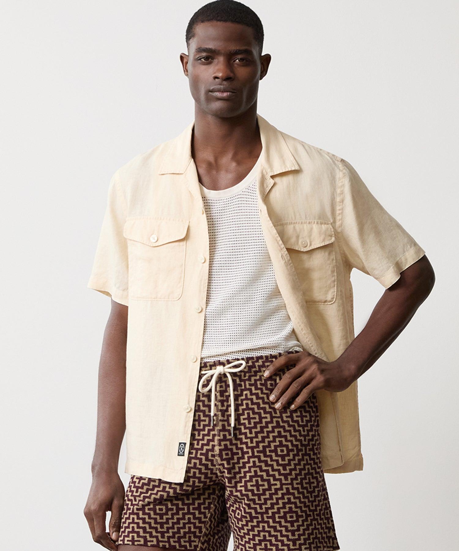 Linen Panama Shirt in Sand Dollar Product Image