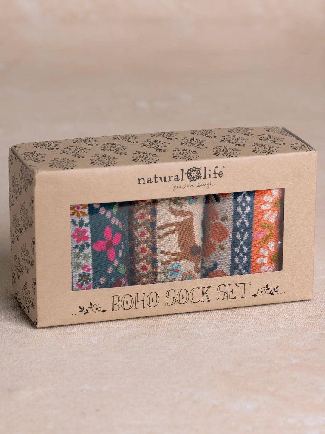 Boxed Boho Sock Set, Set of 3 Product Image