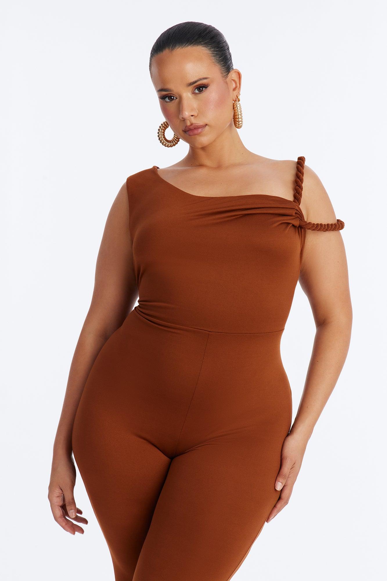 Rhia Twist One Shoulder Jumpsuit - Chocolate Female Product Image