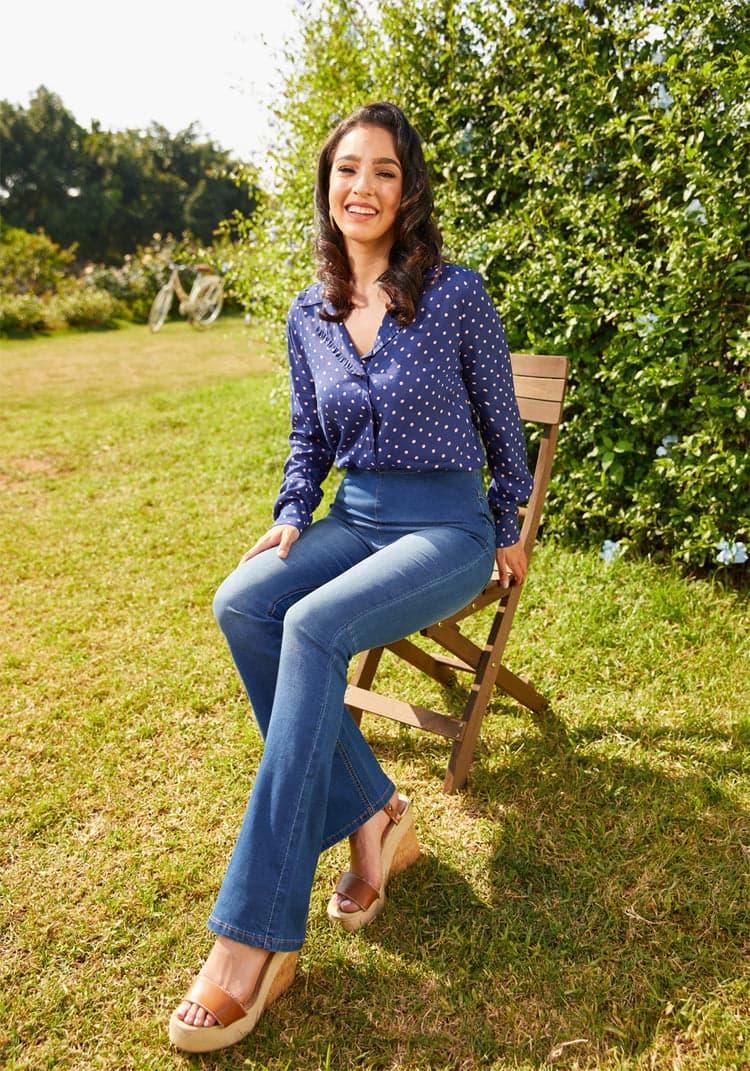 High Rise Pull on Bootcut Denim Product Image