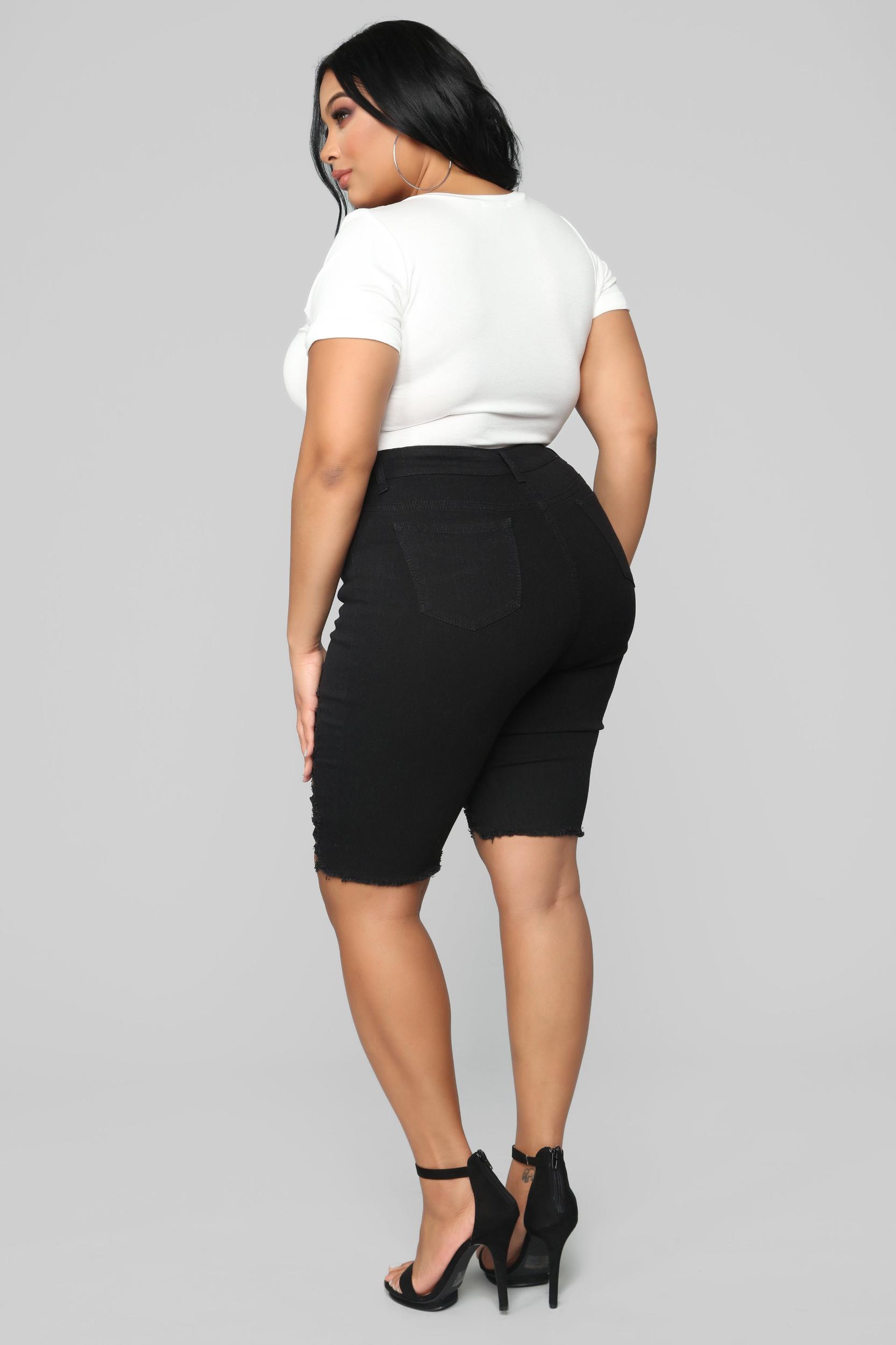 Playing It Cool Denim Bermudas - Black Product Image