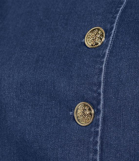 Sugarlips Jeanie Stretch Denim V-Neck Sleeveless Button Front Vest Product Image