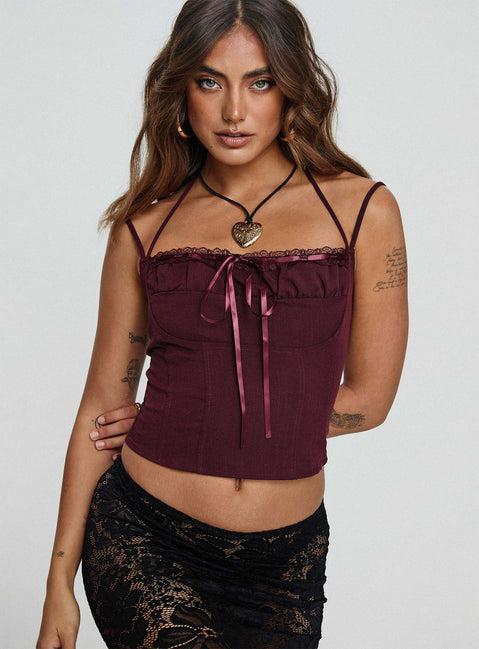 Trynia Top Burgundy Product Image
