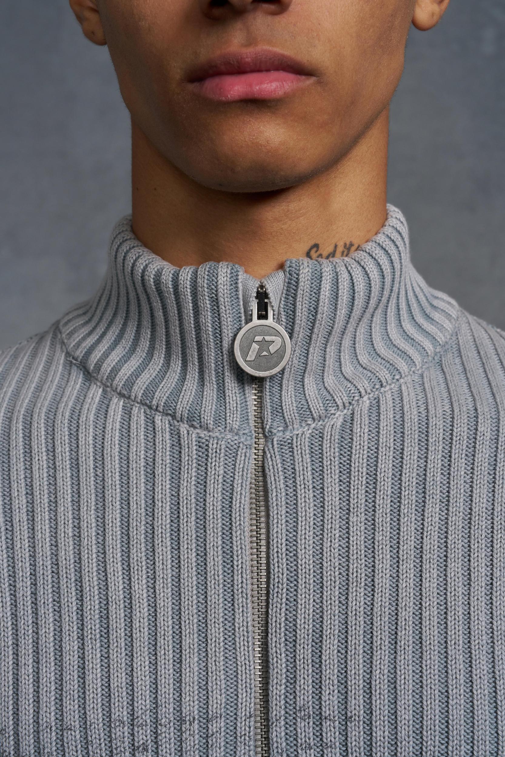 P-Star Muscle Fit Acid Wash Rib Knit Skull Print Sweater | boohooMAN USA Product Image