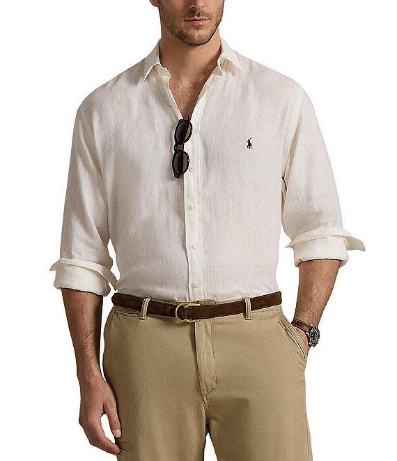 Polo Ralph Lauren Big & Tall Piece Dye Linen Long Sleeve Woven Shirt Product Image