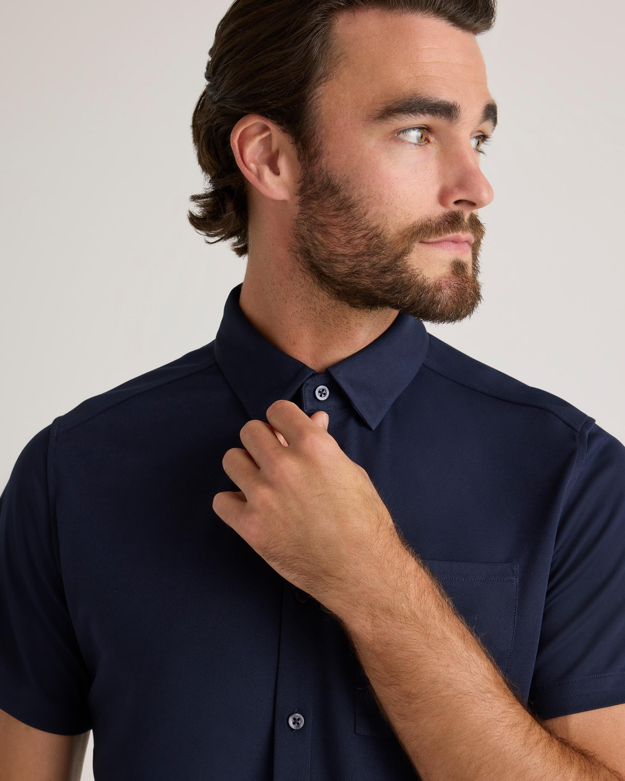 Quince | Men's Commuter Stretch Pique Short Sleeve Button Down 100% Polyester Product Image