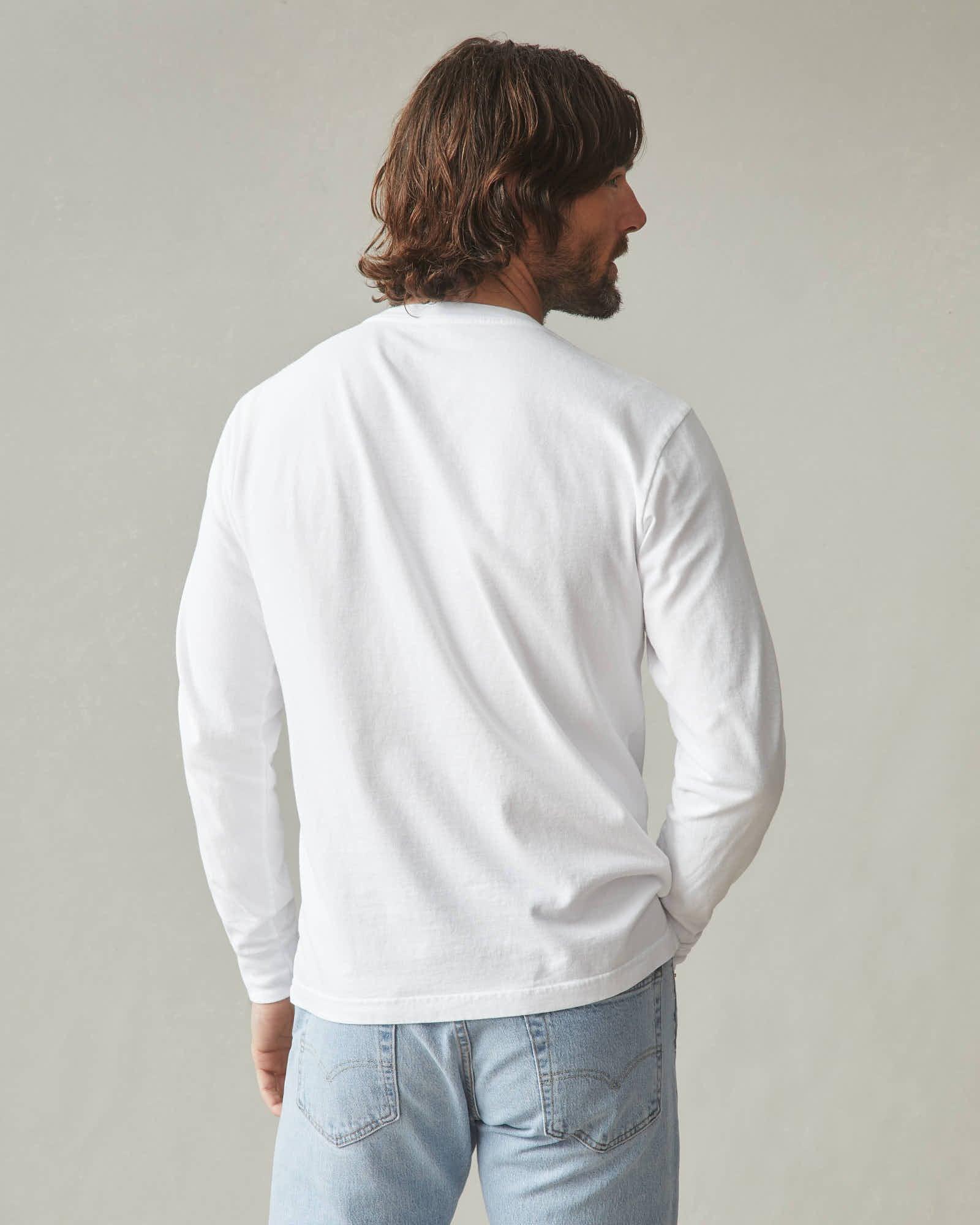 Men's Vintage Crew Long Sleeve Tee - White Male Product Image