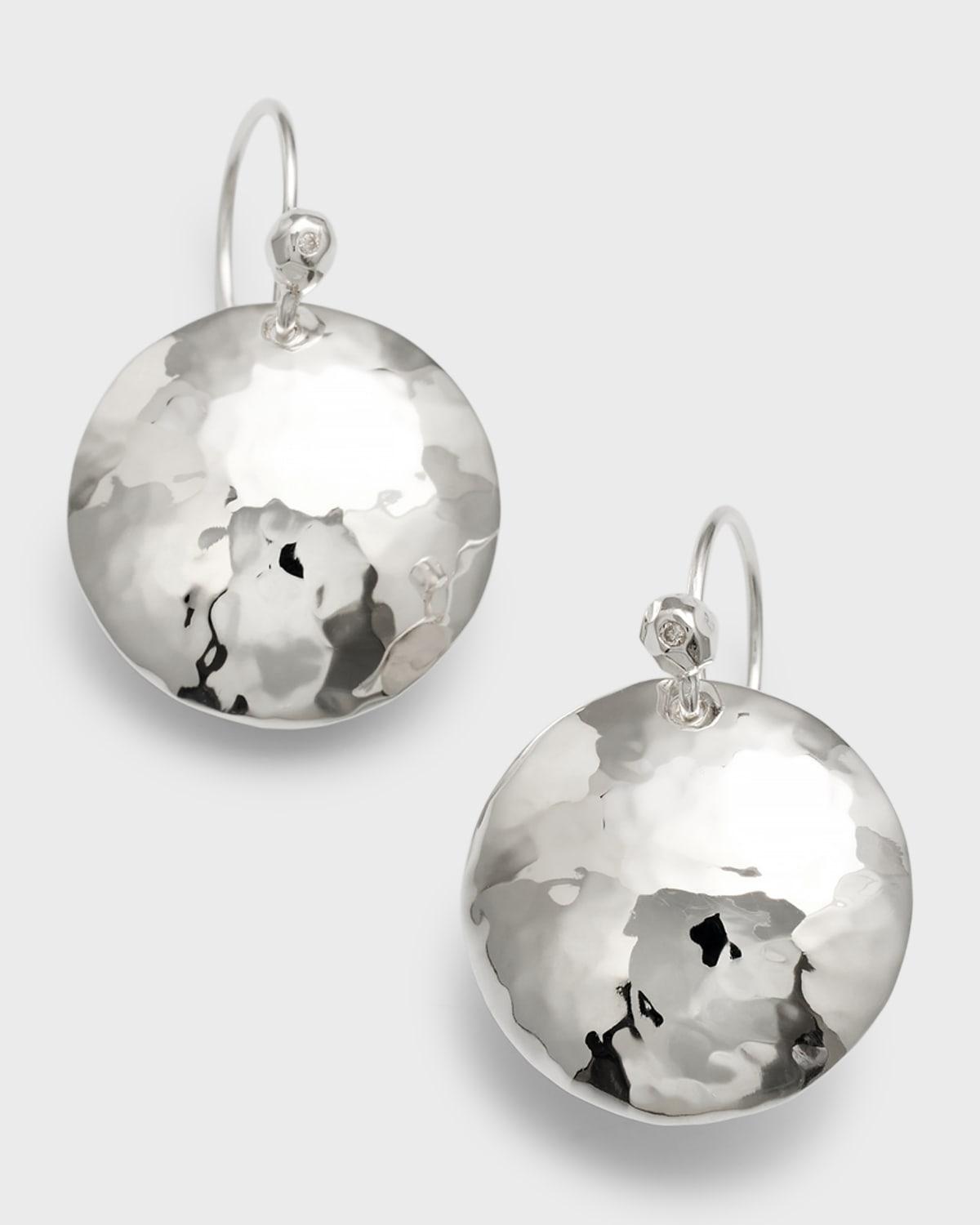 Womens Classico Sterling Silver Hammered Dome Disc Drop Earrings Product Image