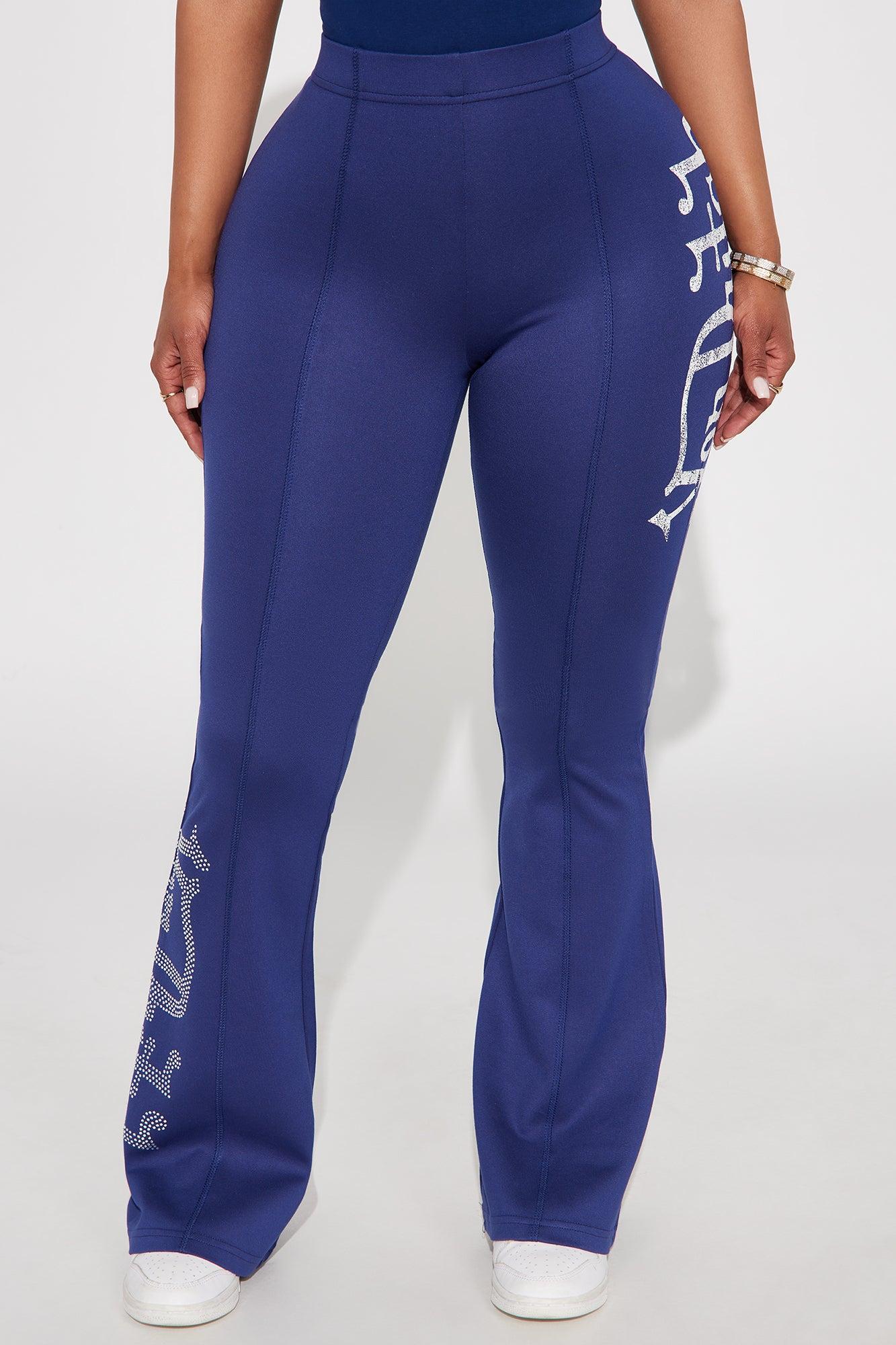 Von Dutch Rhinestone Washed Flared Pant - Navy/Red Product Image