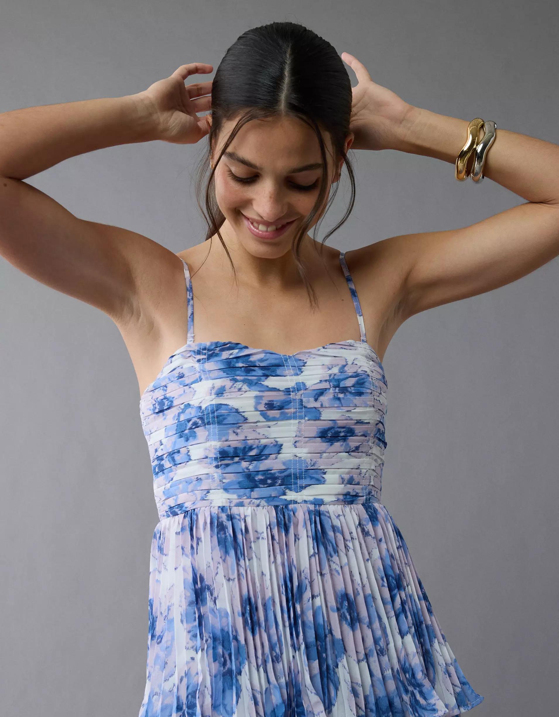 AE Tiered Pleated Maxi Dress Product Image