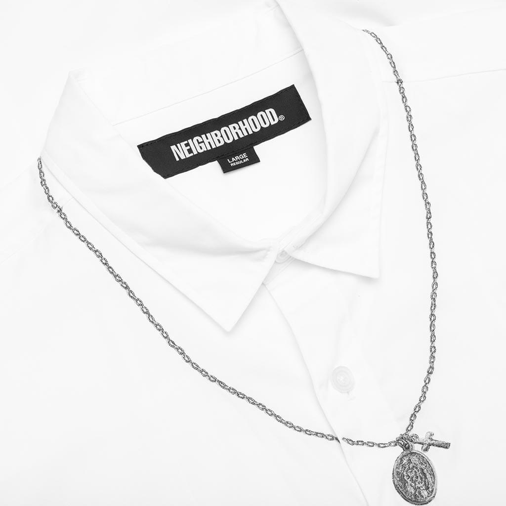 Medal & Cross Embroidery L/S Shirt - White Male Product Image