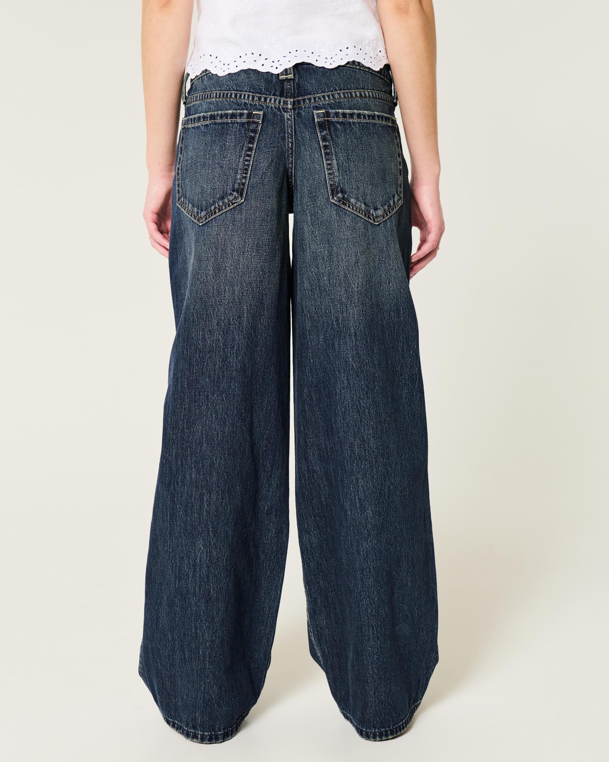 Low-Rise Dark Wash Super Baggy Jeans Product Image