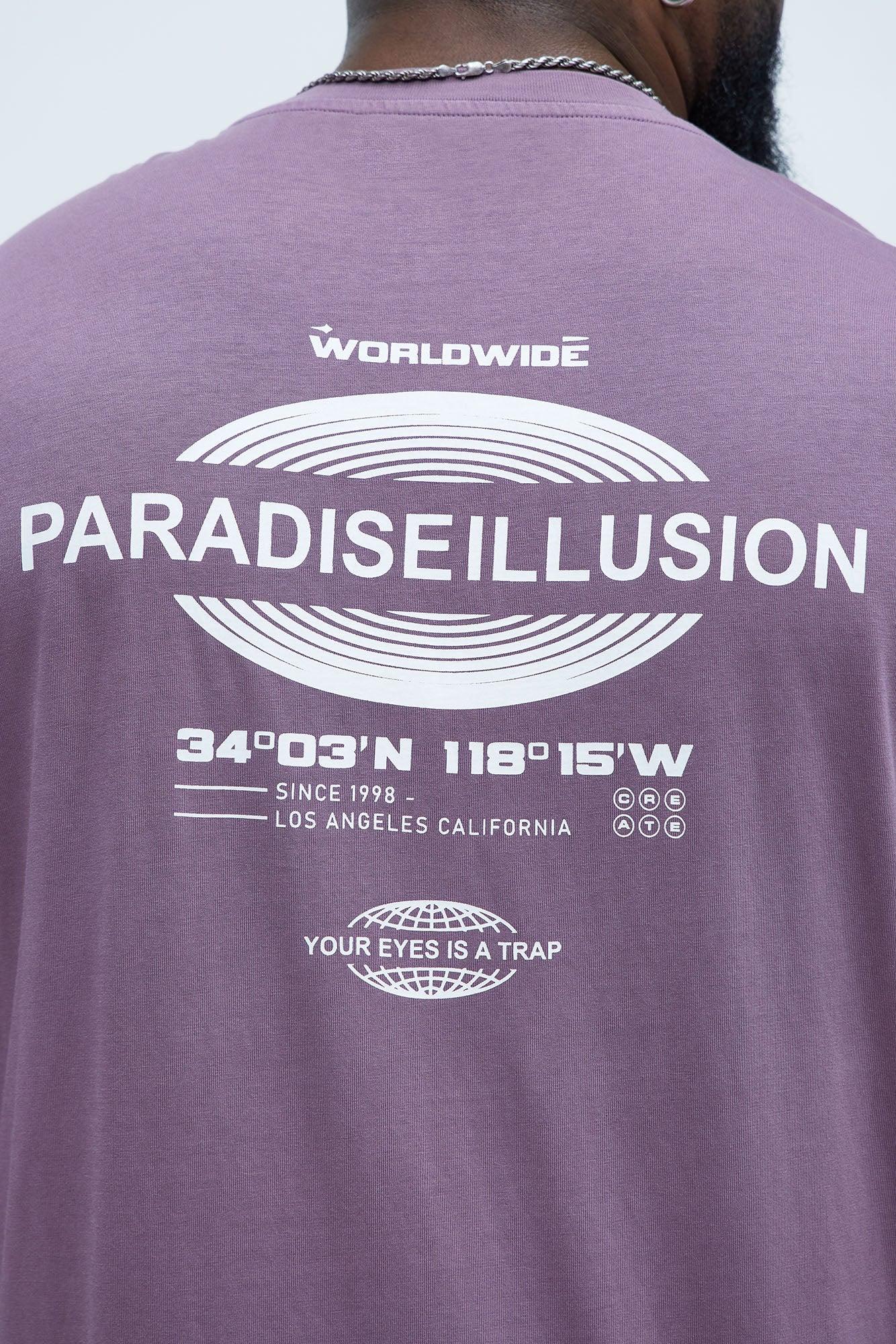 Paradise Illusion Oversized Short Sleeve Tee - Purple Product Image
