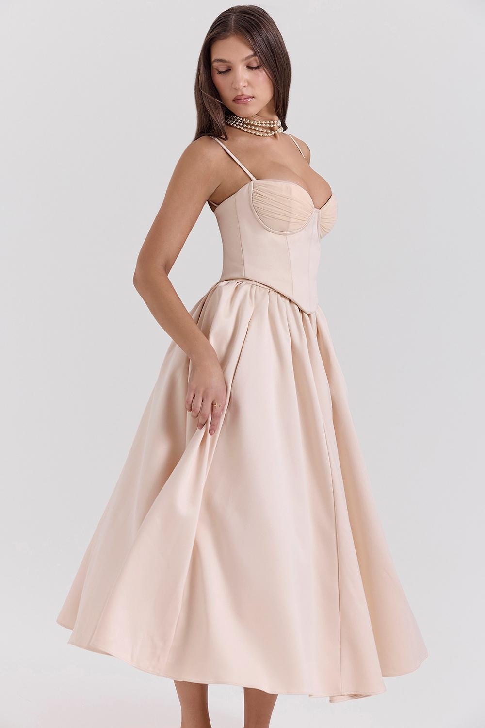 Perfect  peach satin corset and skirt - sale Product Image