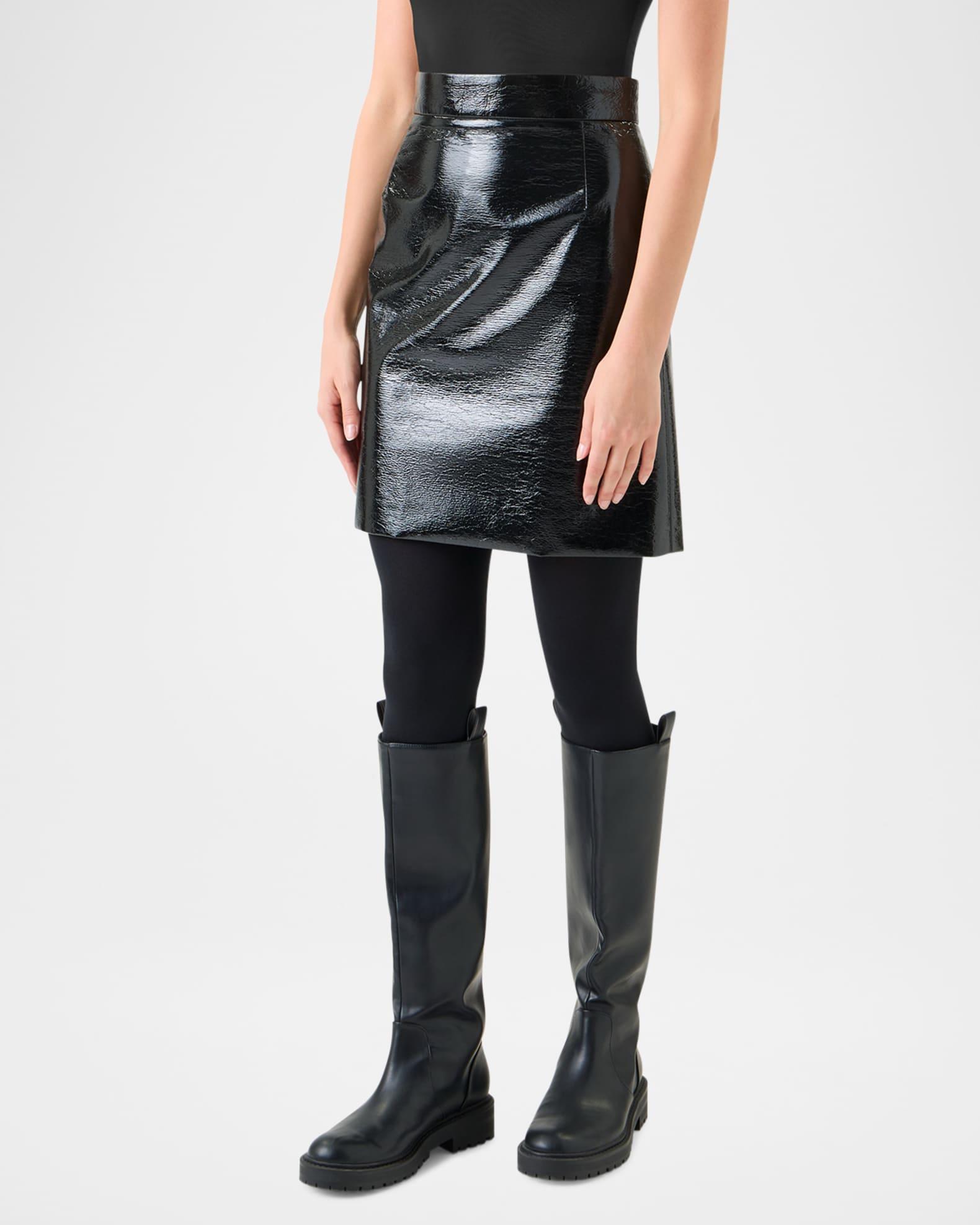 Crinkled Lacquered Mini Skirt Product Image