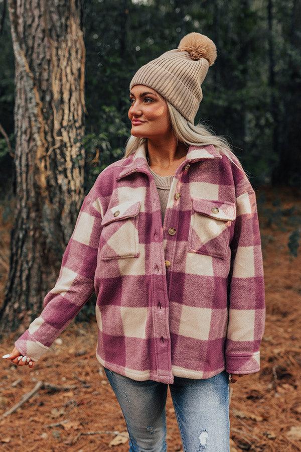 Cozy Paradise Plaid Jacket in Orchid Product Image