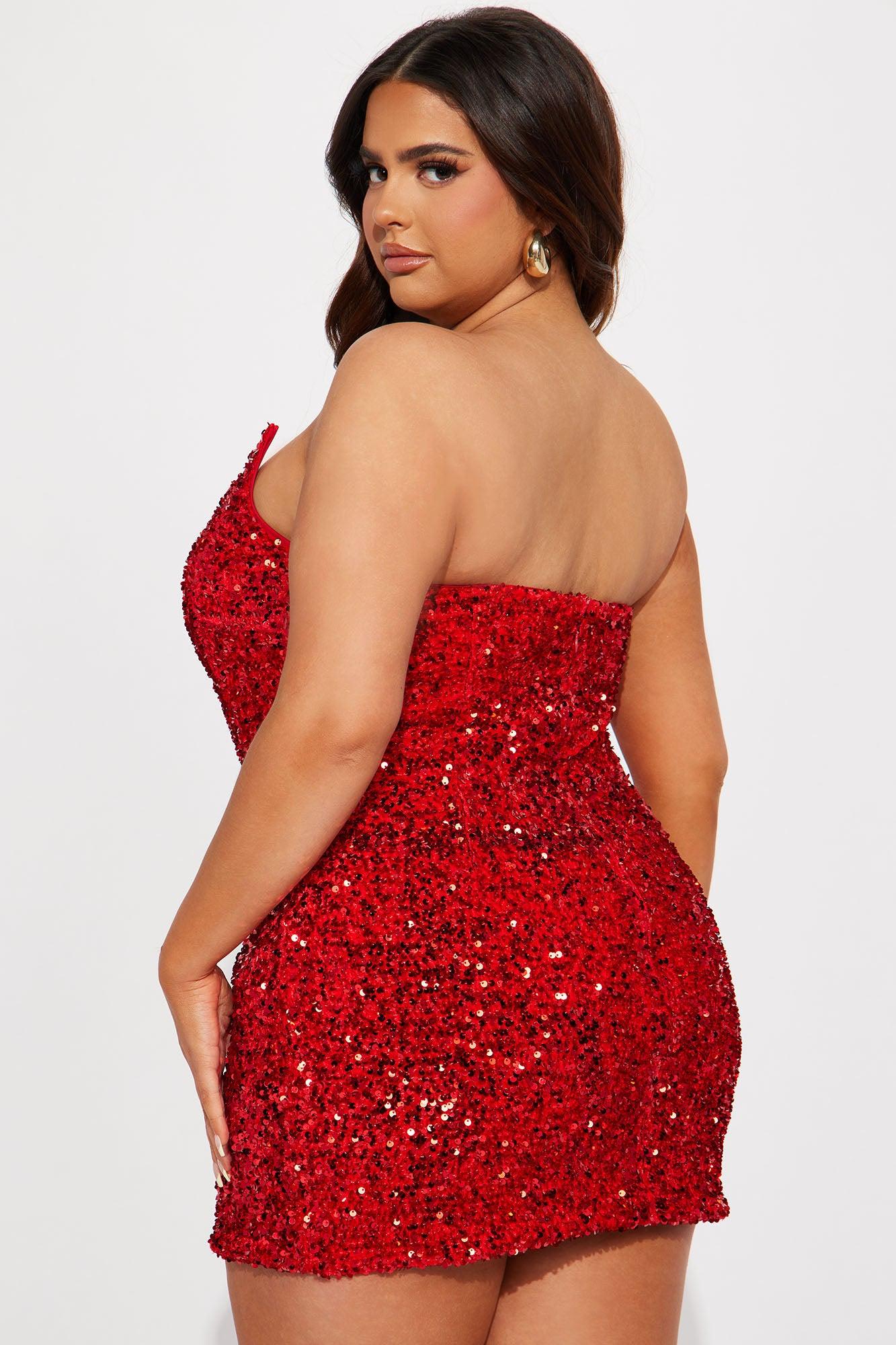 Glamour Sequin Mini Dress - Red Product Image