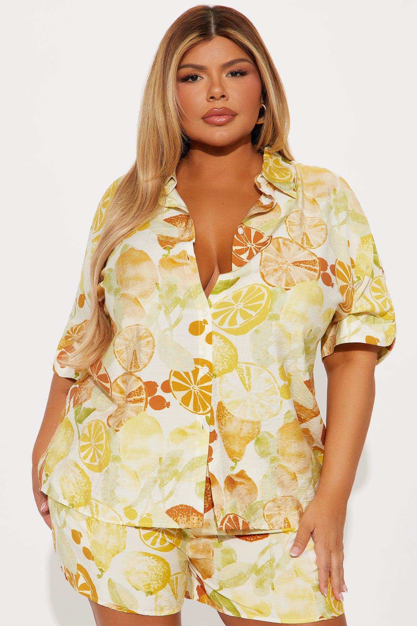 Citrus Charm Short Set - Yellow/combo Product Image