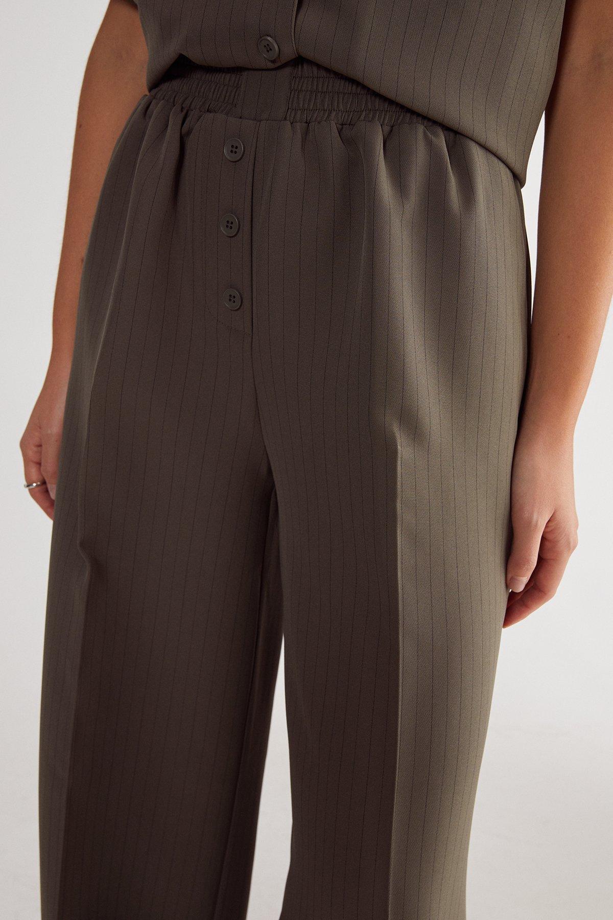 Pinstripe Button Front Detail Tailored Trouser. Product Image