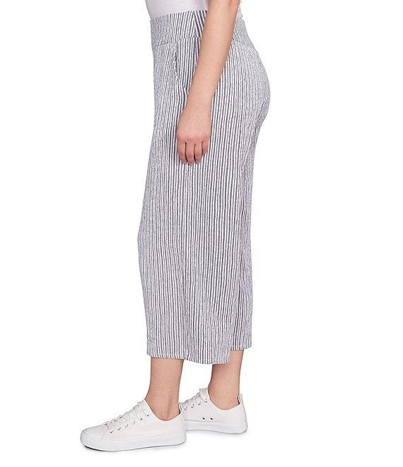 Ruby Rd. Puckered Stripe Knit Wide Leg Pull-On Pants Product Image