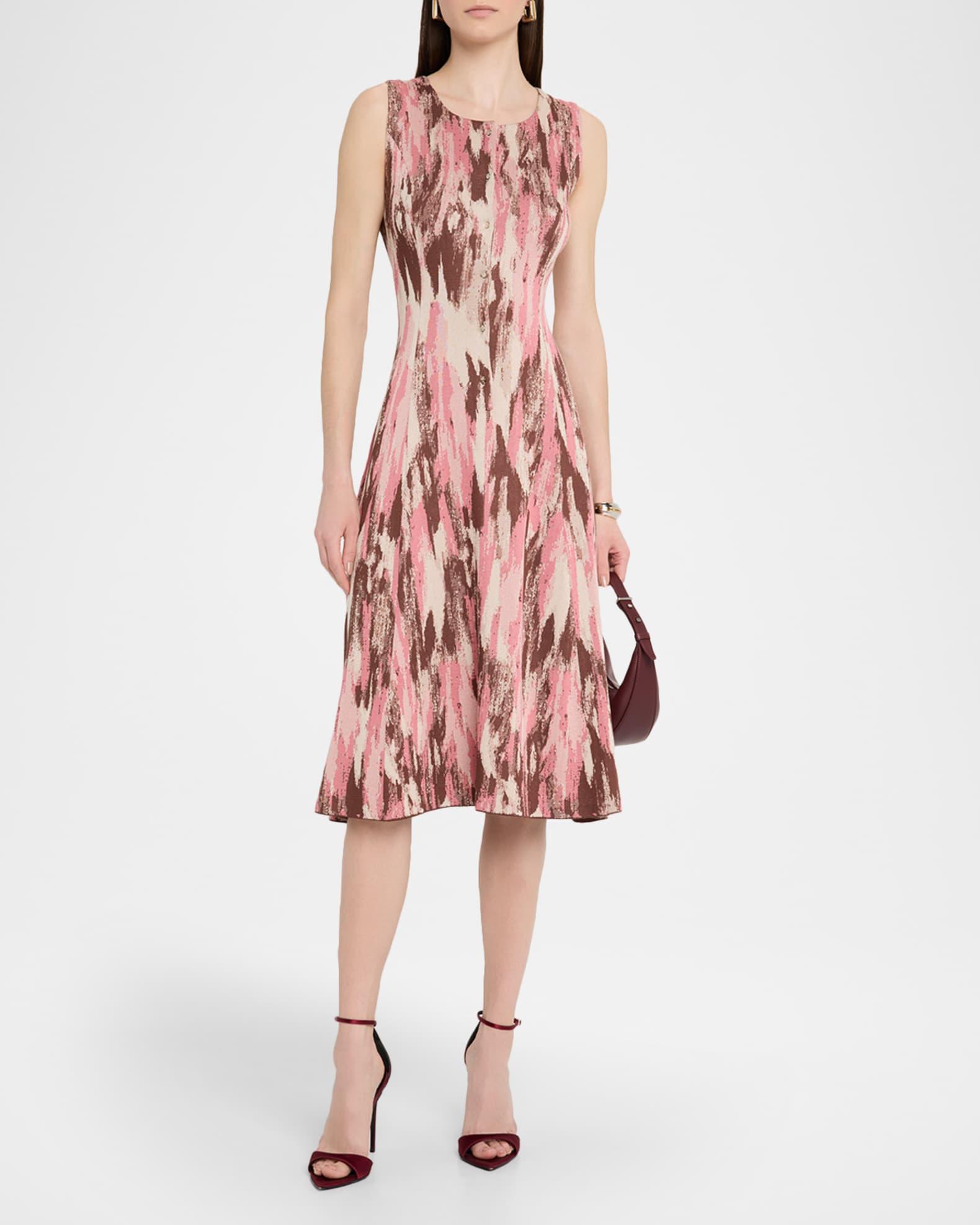 Fit-&-Flare Brushstroke Jacquard Soft Knit Midi Dress Product Image