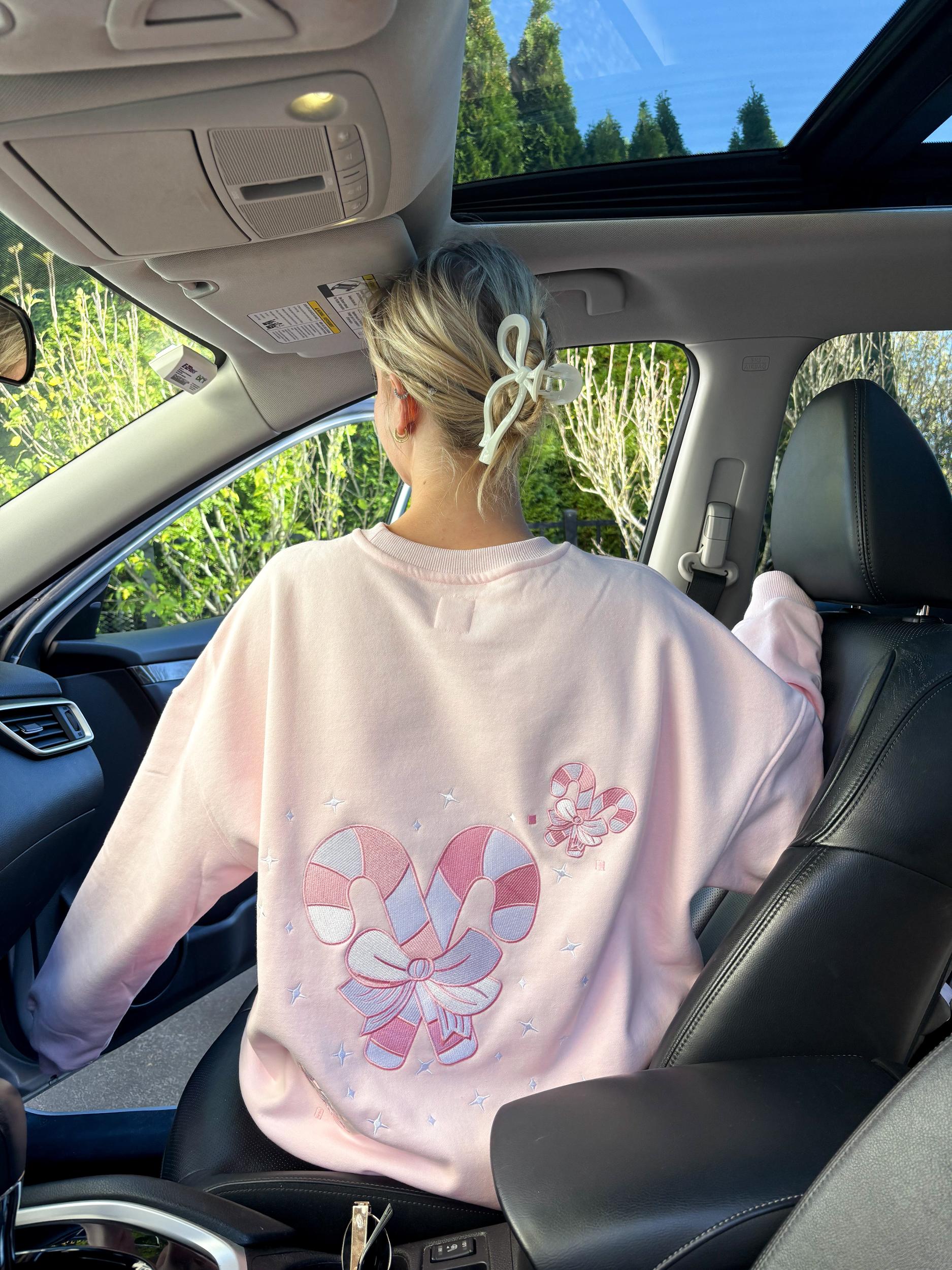 Light Pink Candy Cane Wonderland Sweatshirt Product Image