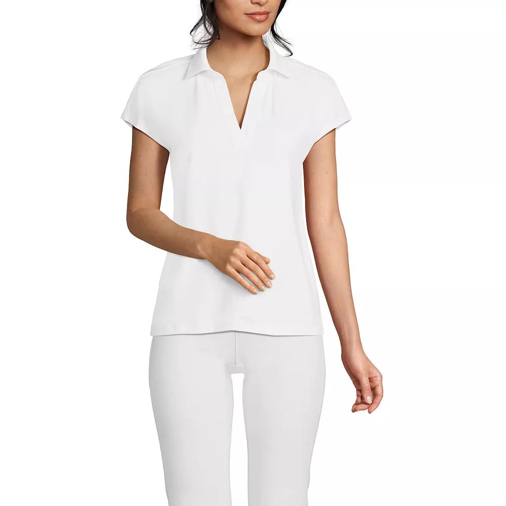 Women's Lands' End Johnny Collar Short Sleeve Polo,  Product Image