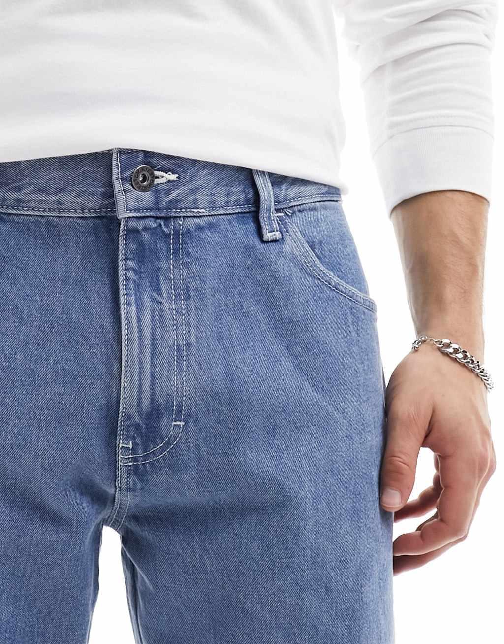 Dickies Double Knee stitched jeans in light blue Product Image