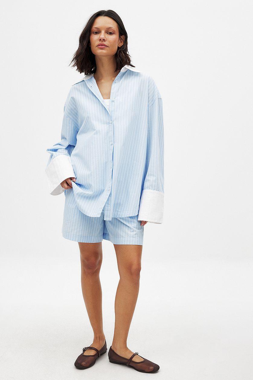 Cotton Contrast Oversized Shirt Product Image