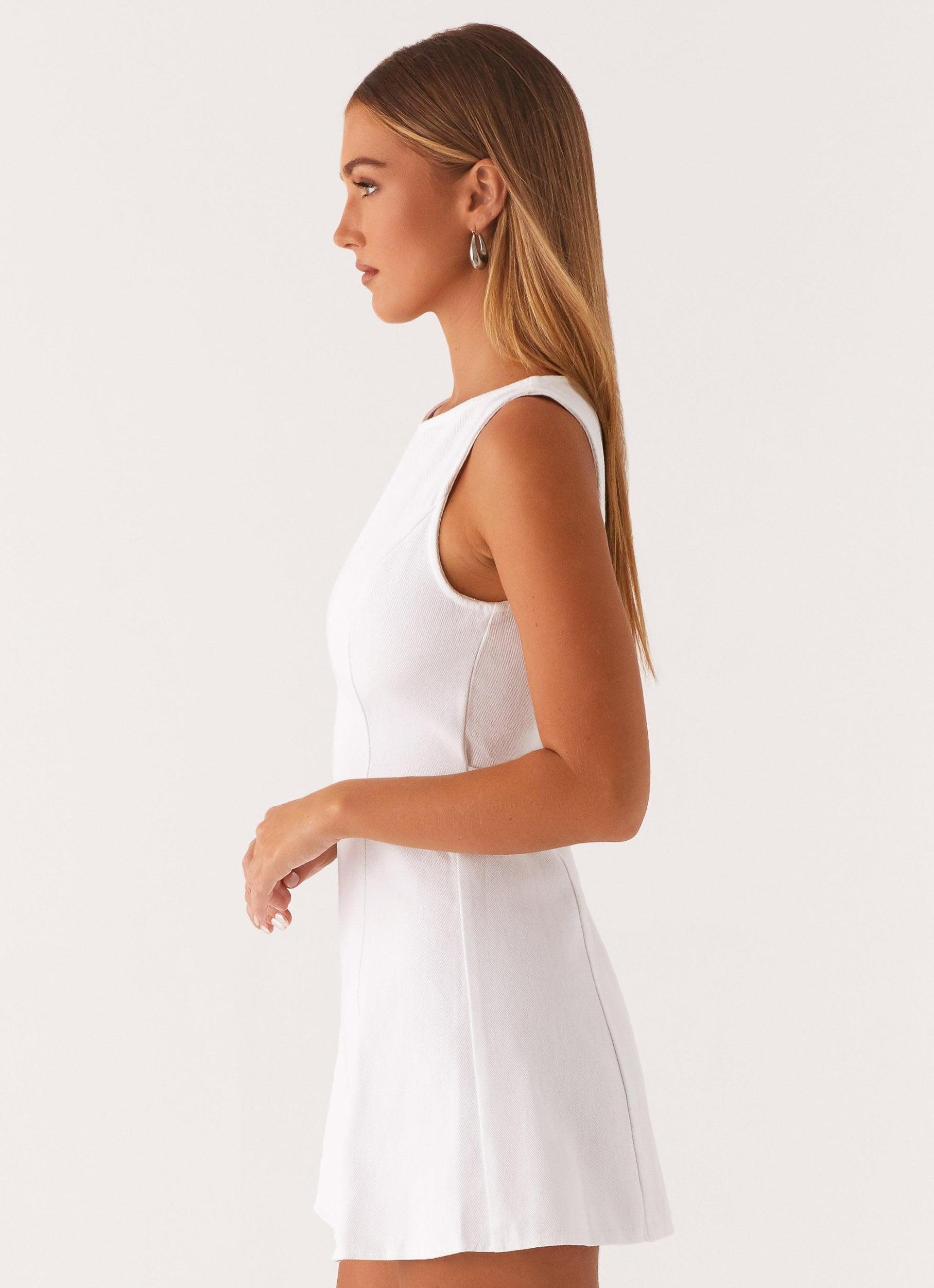 Rochelle Denim Mini Dress - White Product Image