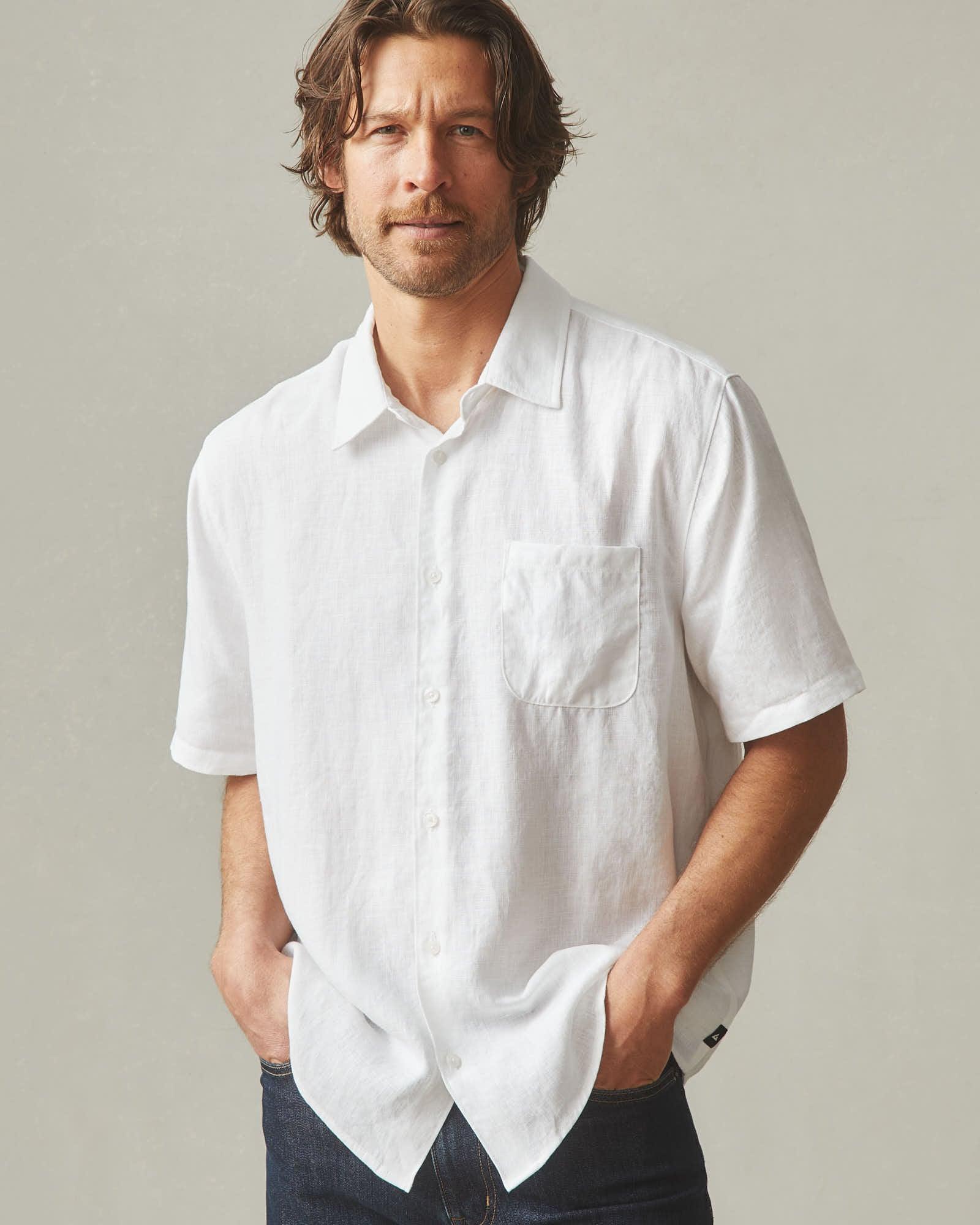 Men's Linen Shirt - White Product Image